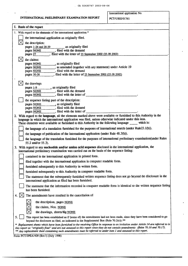 Document de brevet canadien 2430747. PCT 20030606. Image 2 de 15