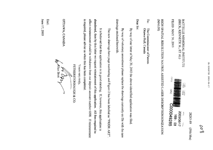 Canadian Patent Document 2430750. Prosecution-Amendment 20030617. Image 1 of 5