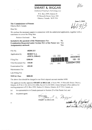Document de brevet canadien 2430757. Cession 20030602. Image 1 de 3