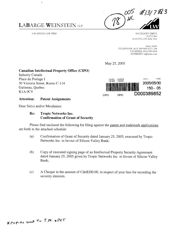 Canadian Patent Document 2430797. Assignment 20050530. Image 1 of 53