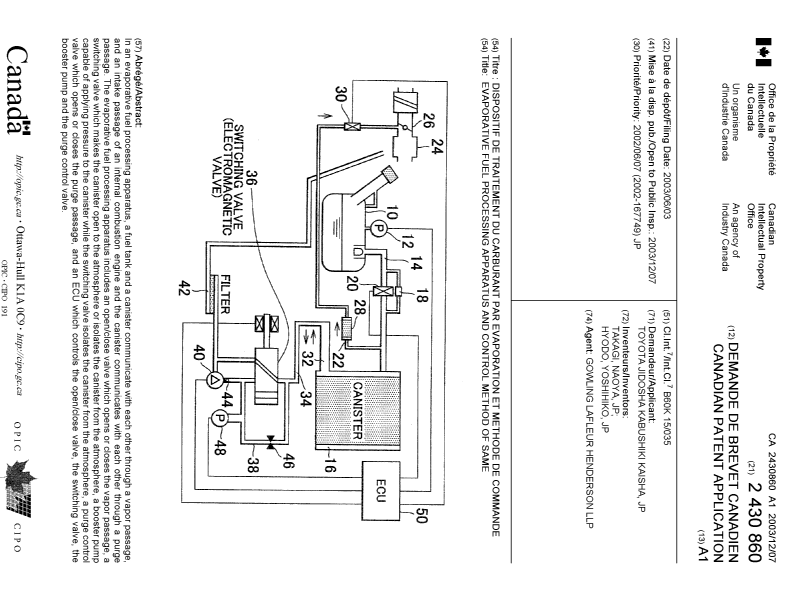 Document de brevet canadien 2430860. Page couverture 20031112. Image 1 de 1
