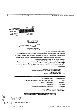 Canadian Patent Document 2432322. Fees 20071205. Image 1 of 2