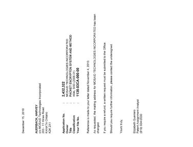 Document de brevet canadien 2432322. Correspondance 20091215. Image 1 de 1