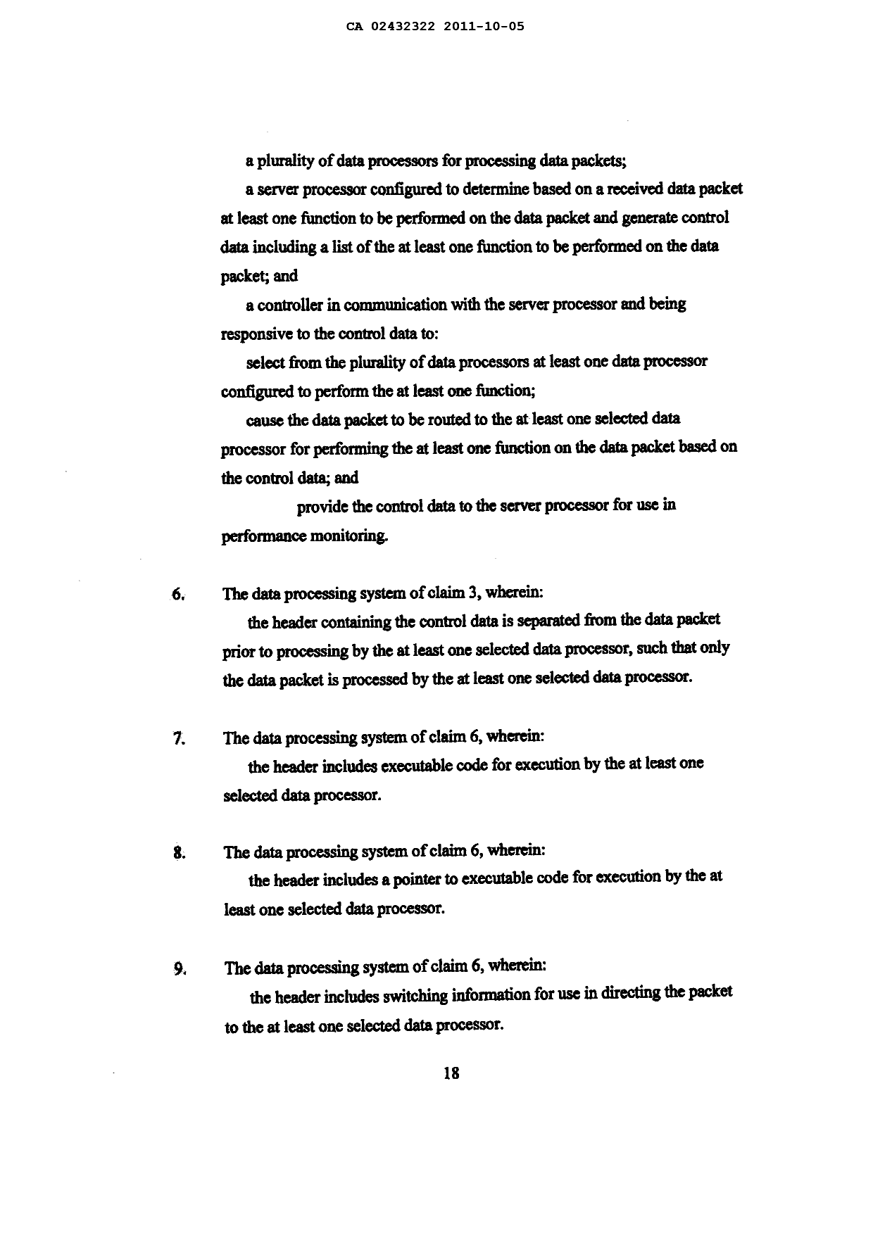 Document de brevet canadien 2432322. Revendications 20101205. Image 2 de 6