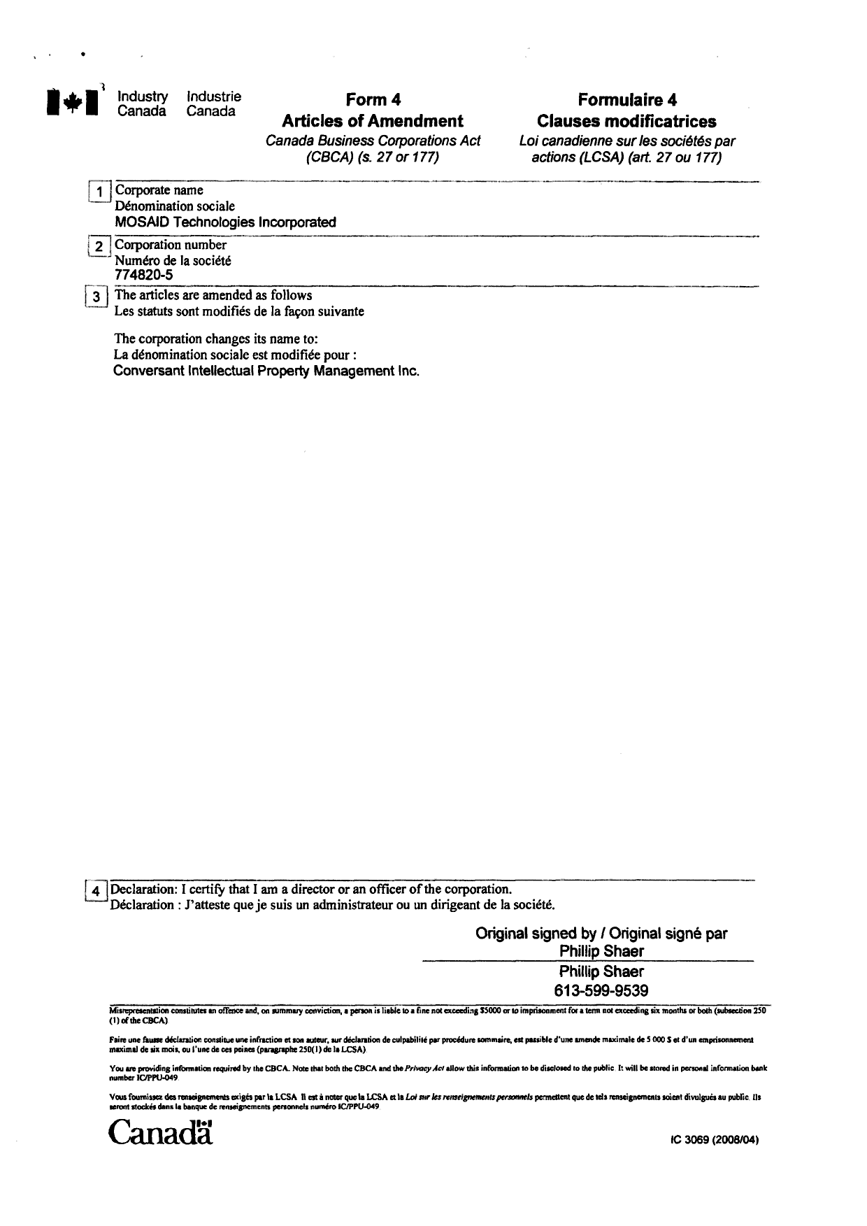 Document de brevet canadien 2432322. Cession 20131224. Image 6 de 6