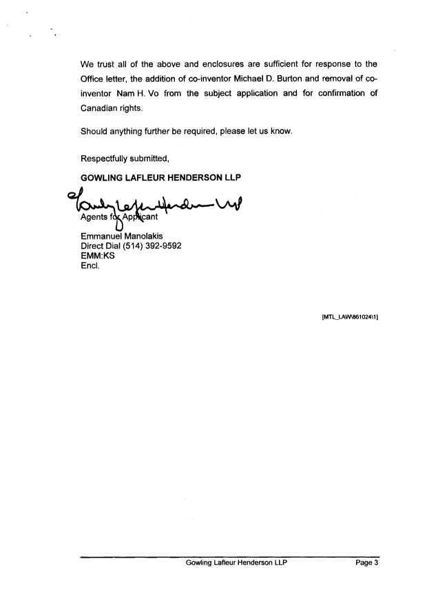 Canadian Patent Document 2432647. Correspondence 20050126. Image 3 of 10