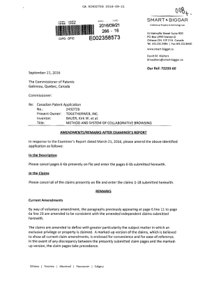 Canadian Patent Document 2432726. Amendment 20160921. Image 1 of 20