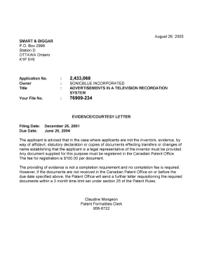 Canadian Patent Document 2433068. Correspondence 20030819. Image 1 of 1