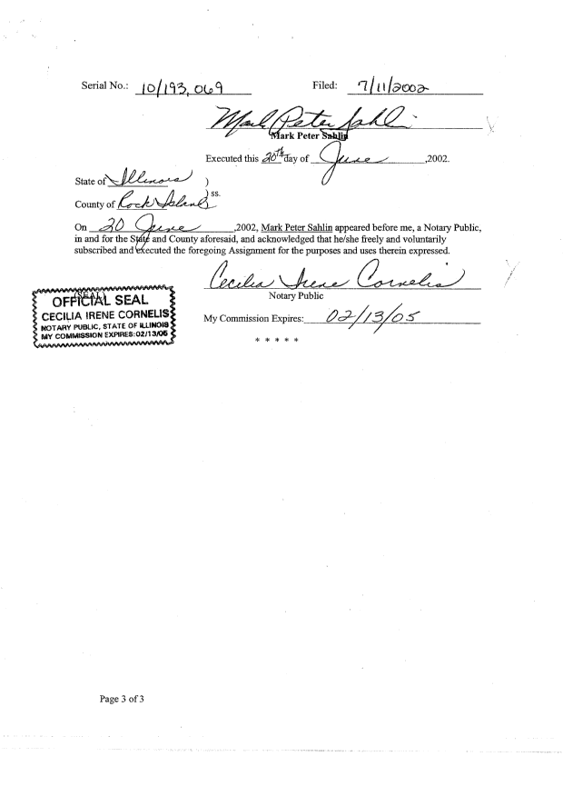 Document de brevet canadien 2433894. Cession 20030626. Image 5 de 5