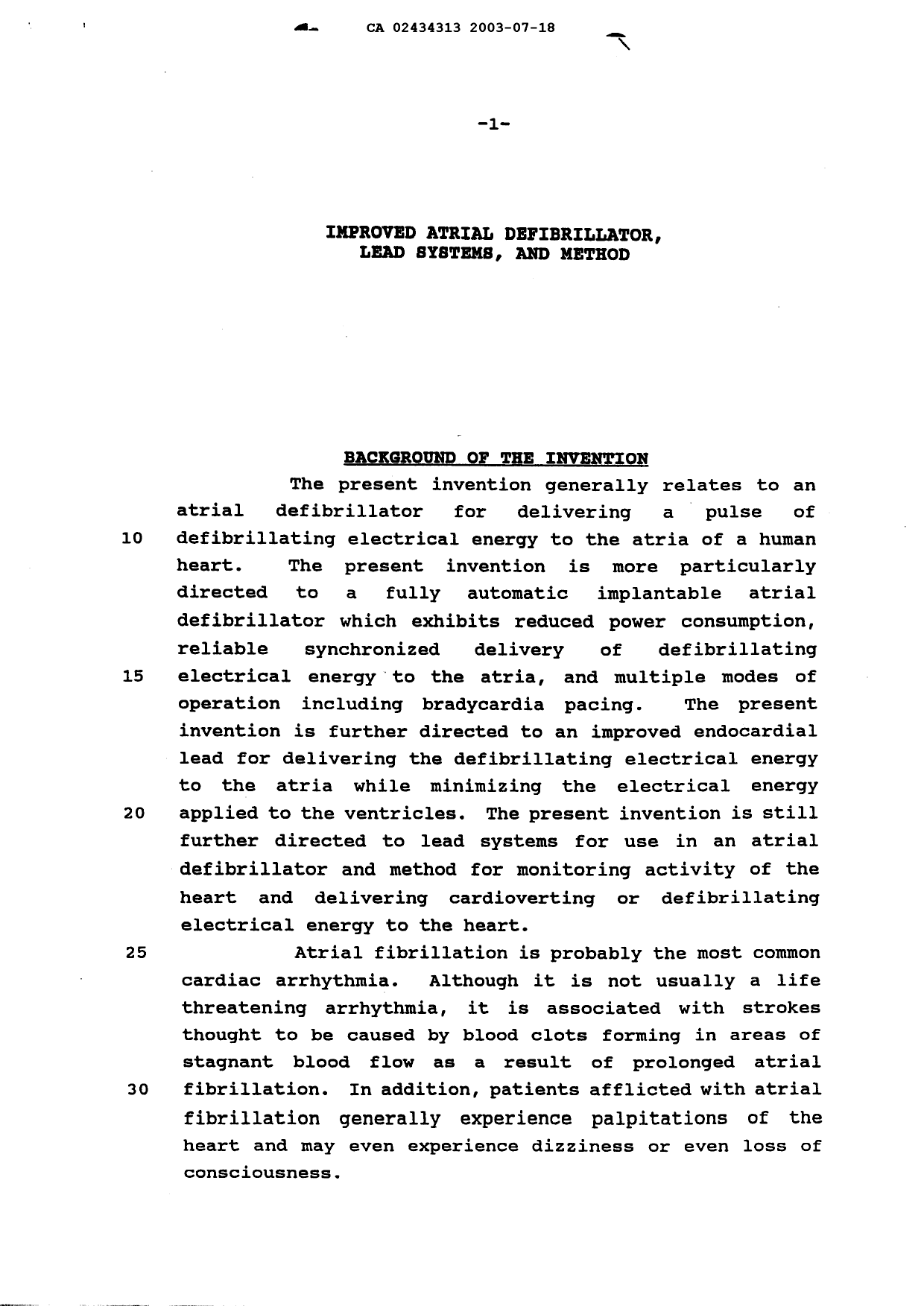 Document de brevet canadien 2434313. Description 20030718. Image 1 de 59
