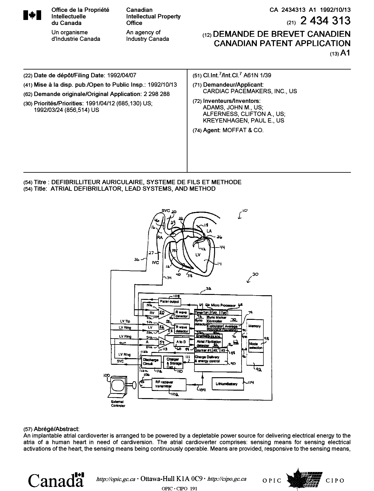 Document de brevet canadien 2434313. Page couverture 20030925. Image 1 de 2