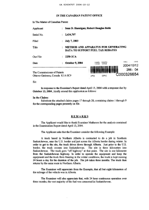 Canadian Patent Document 2434707. Prosecution-Amendment 20041012. Image 2 of 9