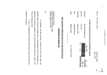 Canadian Patent Document 2435205. Prosecution-Amendment 20070504. Image 1 of 2
