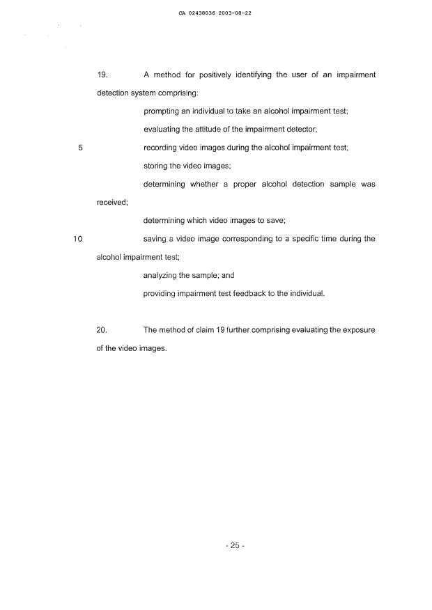 Document de brevet canadien 2438036. Revendications 20021222. Image 6 de 7