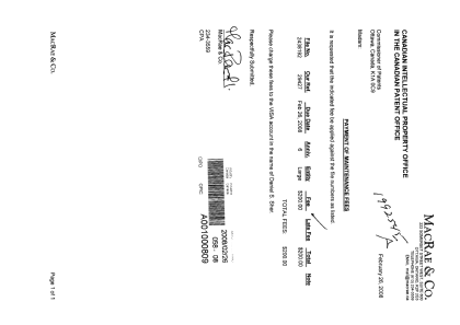 Canadian Patent Document 2438192. Fees 20080226. Image 1 of 1