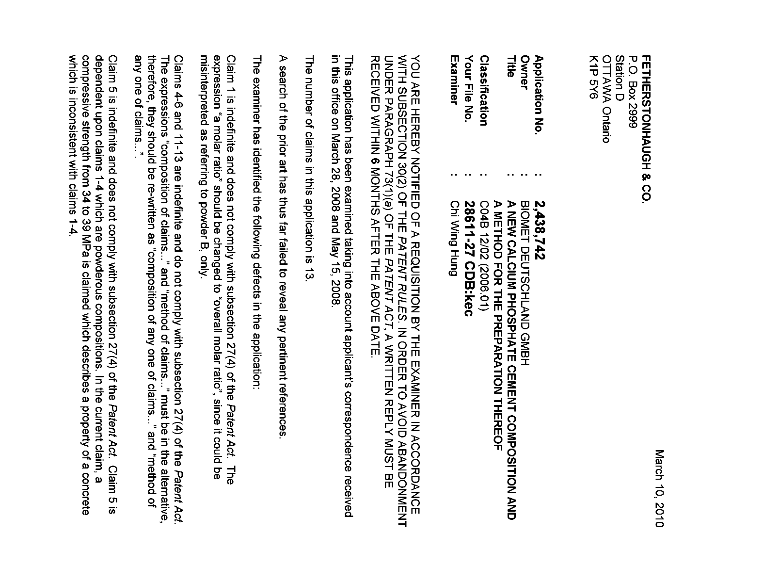 Document de brevet canadien 2438742. Poursuite-Amendment 20091210. Image 1 de 2