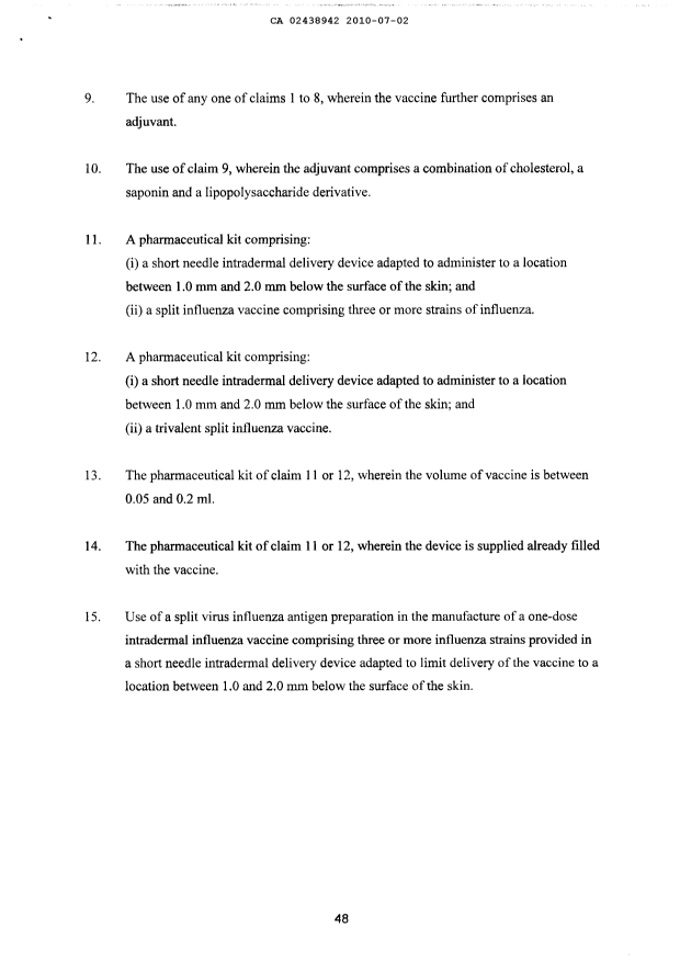 Document de brevet canadien 2438942. Revendications 20100702. Image 2 de 2