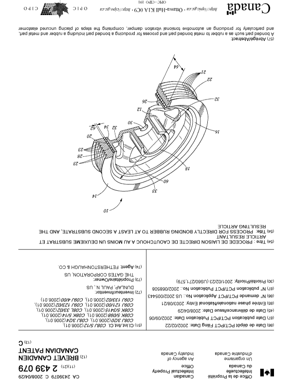 Canadian Patent Document 2439079. Cover Page 20080411. Image 1 of 2