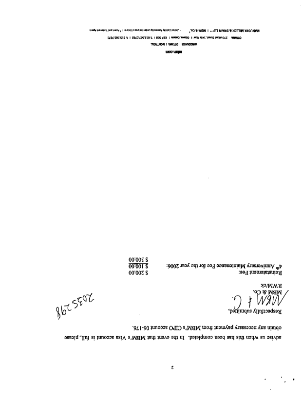Document de brevet canadien 2439260. Taxes 20051218. Image 2 de 3