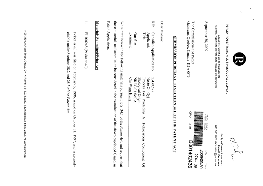 Document de brevet canadien 2439577. Poursuite-Amendment 20090930. Image 1 de 125