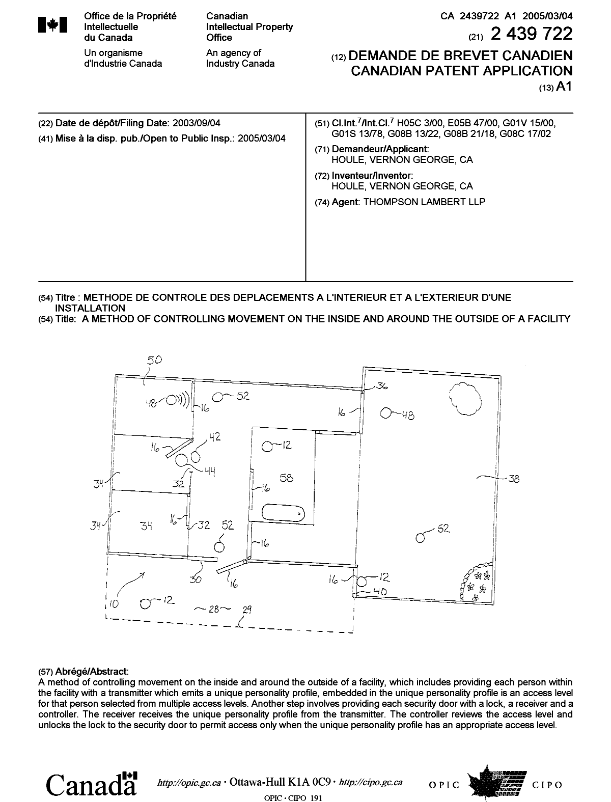 Document de brevet canadien 2439722. Page couverture 20050211. Image 1 de 1