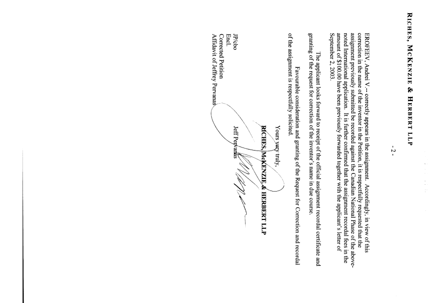 Document de brevet canadien 2439882. Cession 20031009. Image 2 de 4