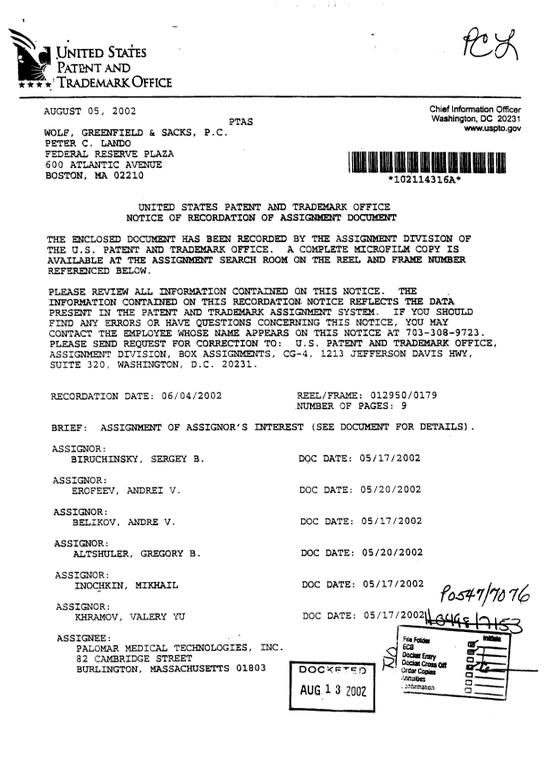 Document de brevet canadien 2439882. Cession 20031009. Image 3 de 4