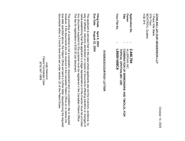 Document de brevet canadien 2440764. Correspondance 20021210. Image 1 de 1