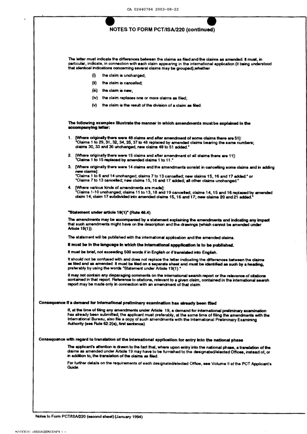 Document de brevet canadien 2440764. PCT 20030822. Image 3 de 9