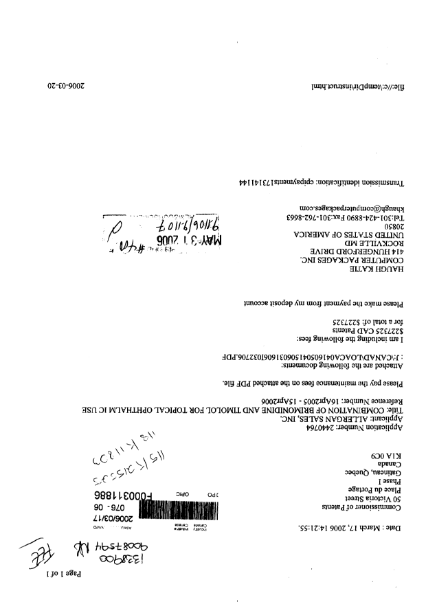 Document de brevet canadien 2440764. Taxes 20060317. Image 1 de 1