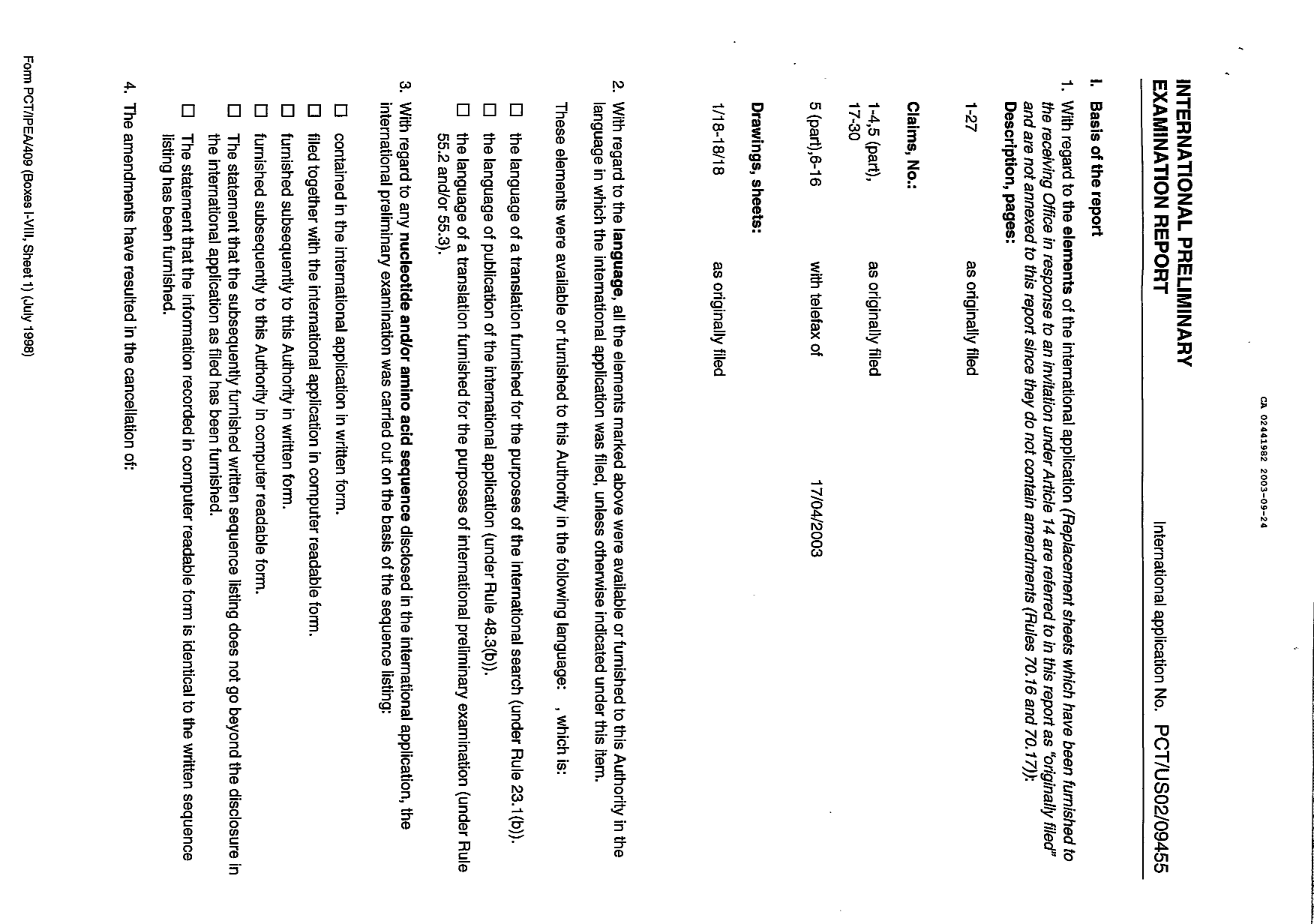 Document de brevet canadien 2441982. PCT 20021224. Image 2 de 7