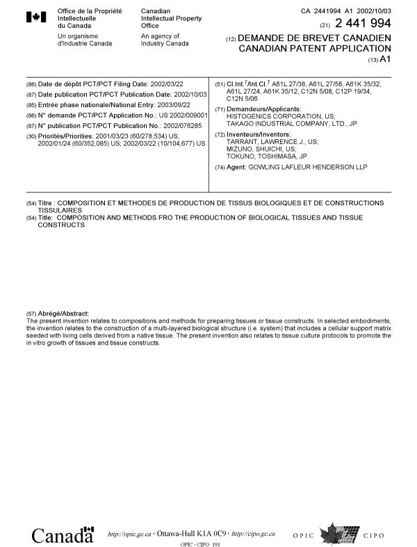 Document de brevet canadien 2441994. Page couverture 20031202. Image 1 de 1