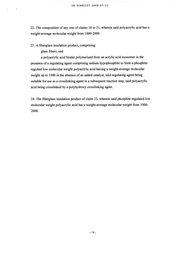 Document de brevet canadien 2442157. Revendications 20090723. Image 4 de 4