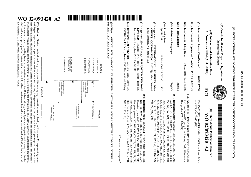 Document de brevet canadien 2443100. Abrégé 20030930. Image 1 de 2