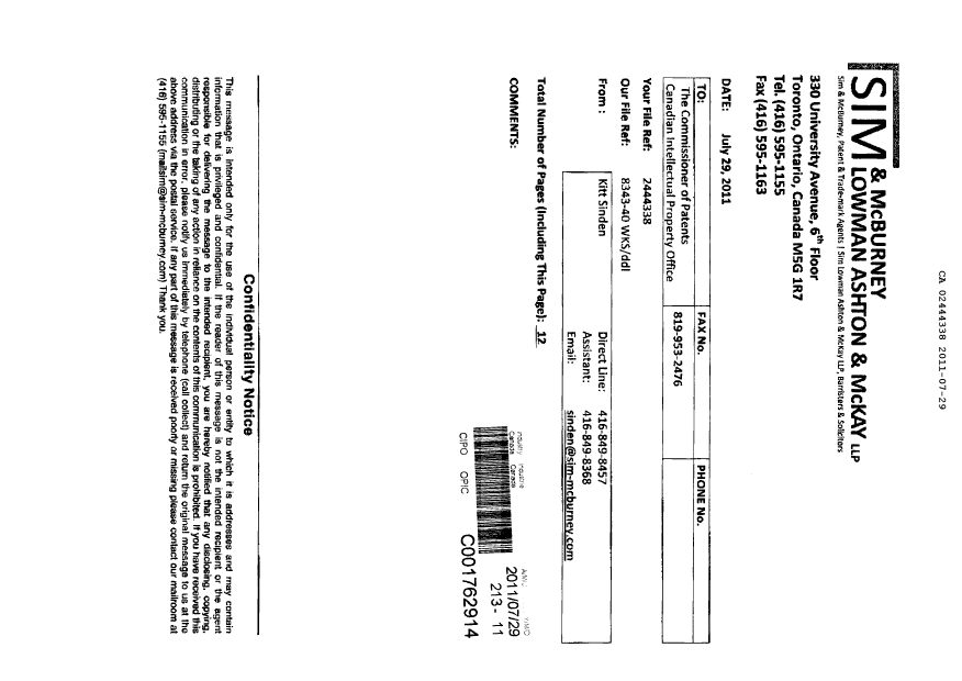Canadian Patent Document 2444338. Prosecution-Amendment 20110729. Image 12 of 12