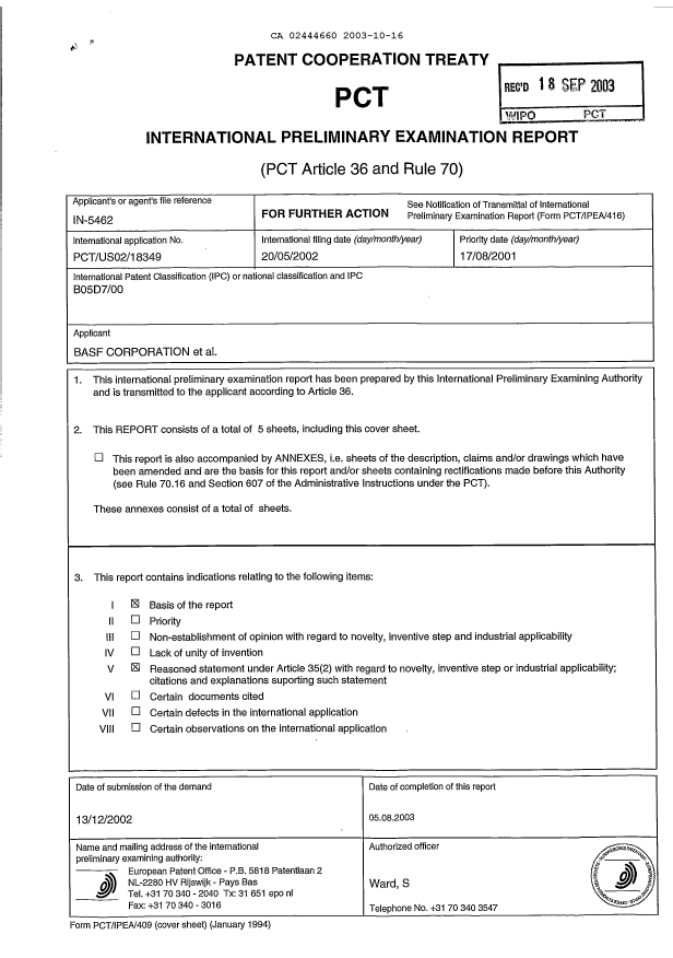 Document de brevet canadien 2444660. PCT 20031016. Image 2 de 6
