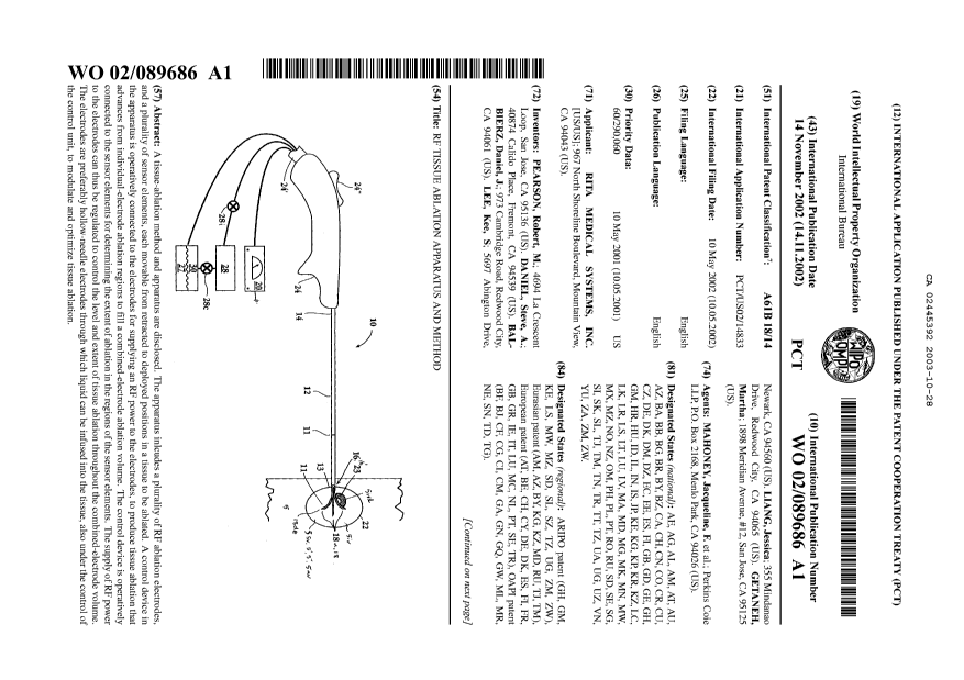Document de brevet canadien 2445392. Abrégé 20031028. Image 1 de 1