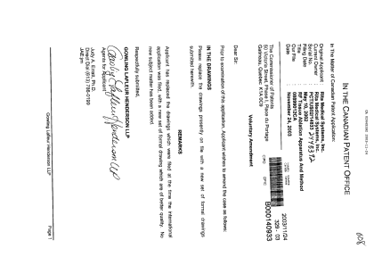 Canadian Patent Document 2445392. Prosecution-Amendment 20031124. Image 1 of 31