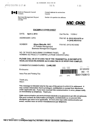 Canadian Patent Document 2446185. Correspondence 20130402. Image 2 of 2