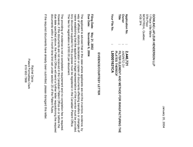 Canadian Patent Document 2446721. Correspondence 20040115. Image 1 of 1