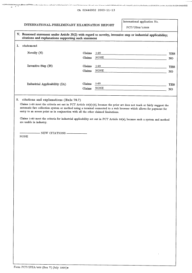 Document de brevet canadien 2446932. PCT 20031113. Image 4 de 4