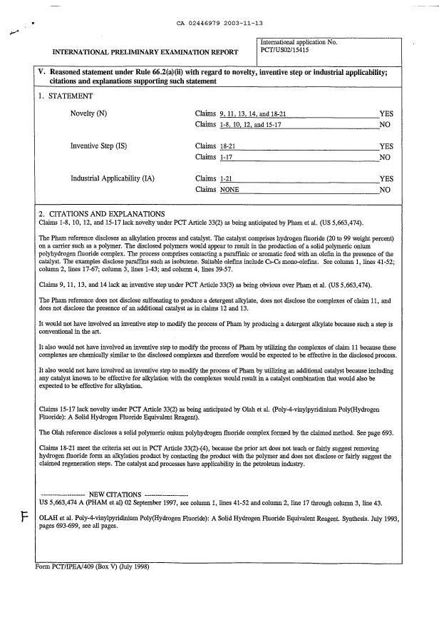 Document de brevet canadien 2446979. PCT 20031113. Image 3 de 3