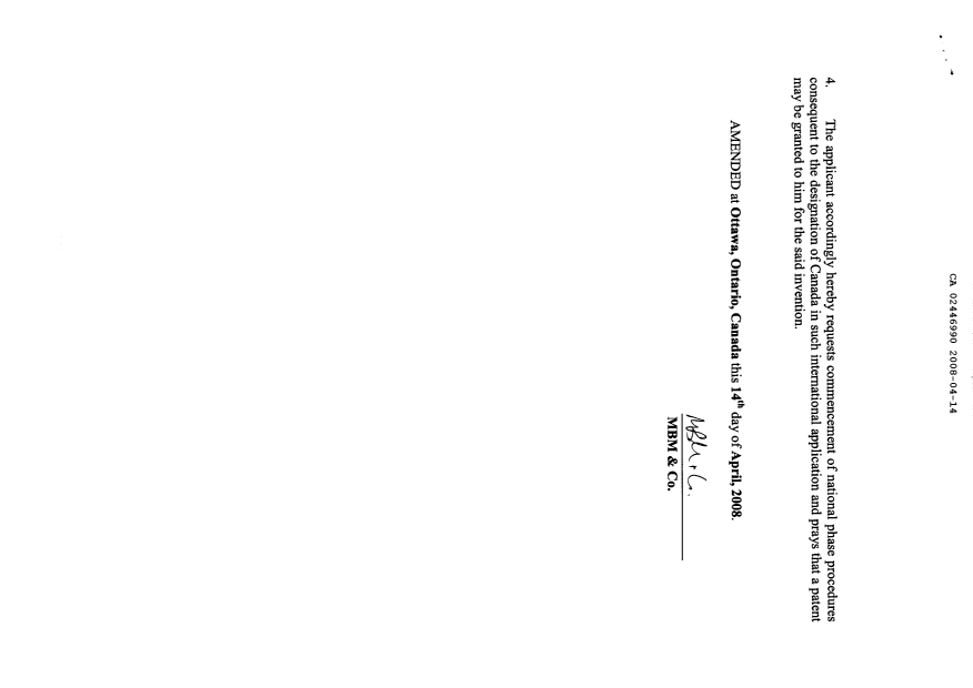 Canadian Patent Document 2446990. Prosecution-Amendment 20080414. Image 3 of 3