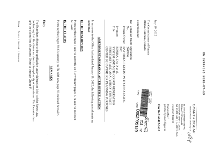 Document de brevet canadien 2447096. Poursuite-Amendment 20120719. Image 1 de 7