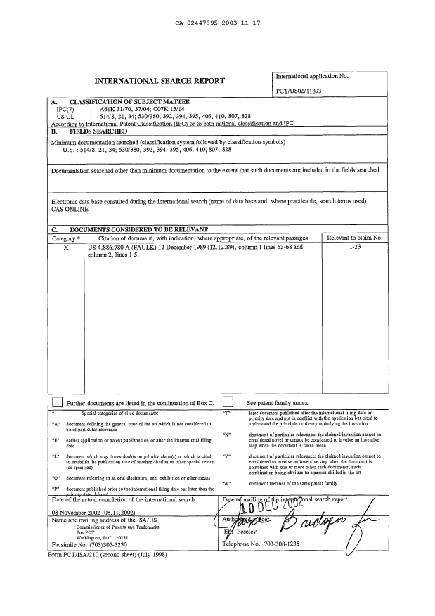 Document de brevet canadien 2447395. PCT 20031117. Image 6 de 6
