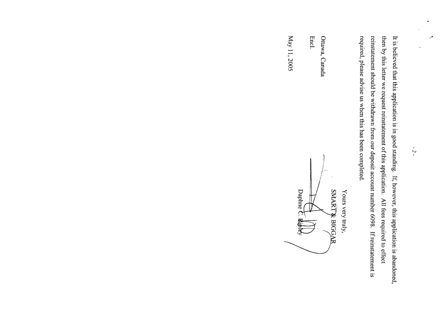 Canadian Patent Document 2447694. Correspondence 20050511. Image 2 of 2