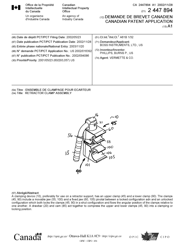Canadian Patent Document 2447894. Cover Page 20040210. Image 1 of 1