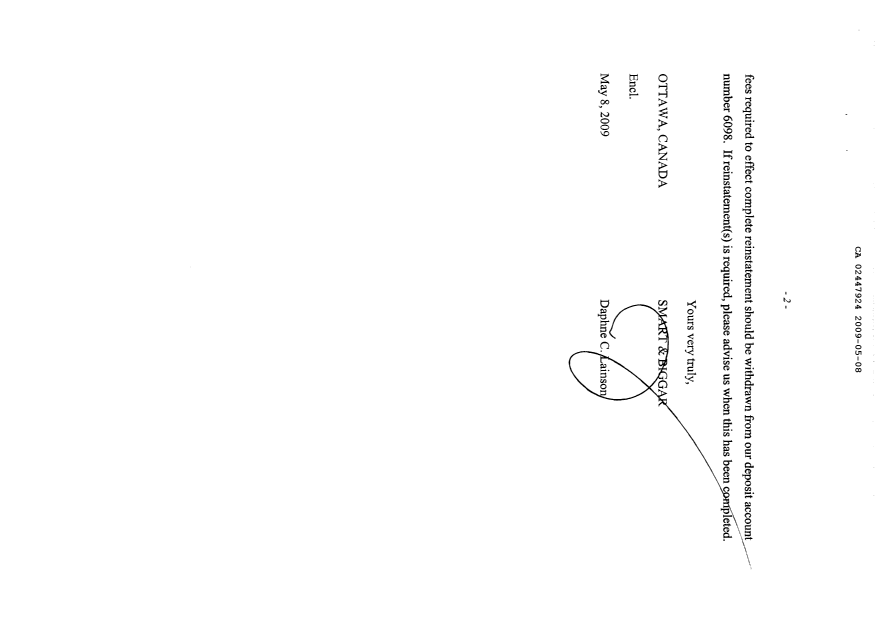Document de brevet canadien 2447924. Poursuite-Amendment 20081208. Image 2 de 9