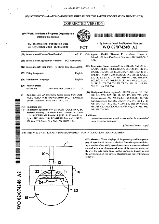 Canadian Patent Document 2448527. PCT 20031125. Image 2 of 20