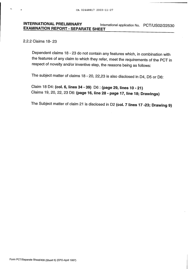 Document de brevet canadien 2448817. PCT 20031127. Image 10 de 10